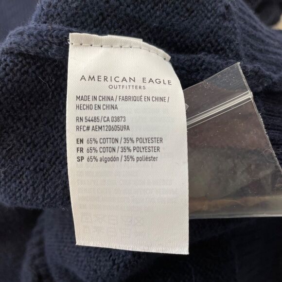 American Eagle Blue White Three Button Hooded Sweater Size XS Women’s NEW - Picture 5 of 7